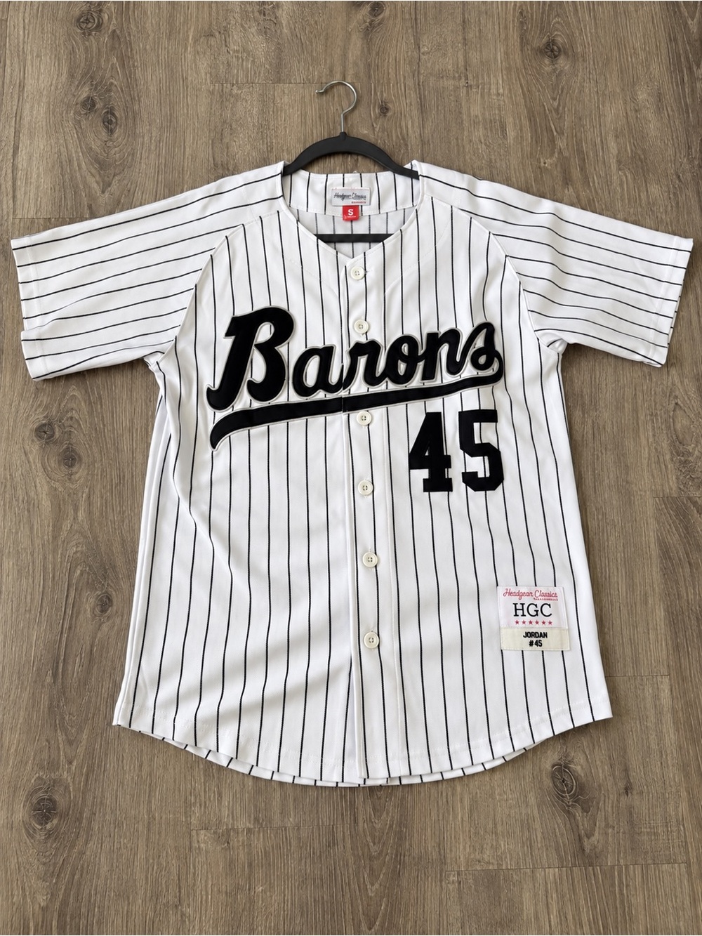 Nostalgia White and Black Barons Pinstripe Baseball Jersey